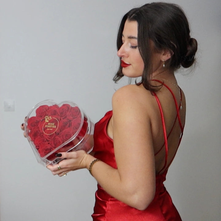 15 Red Roses - Crystal Heart Box