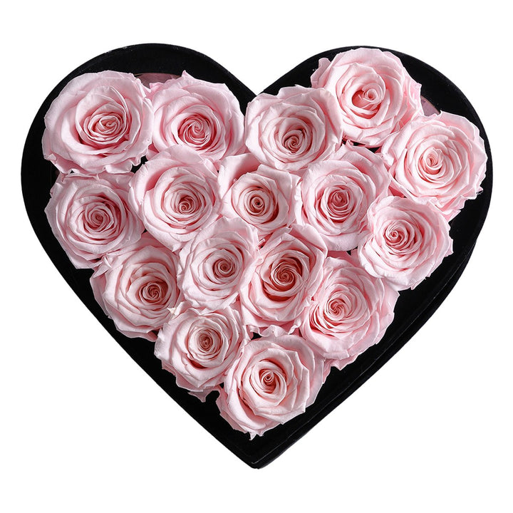 16 Light Pink Roses - Heart - Shaped Box - Rose Forever