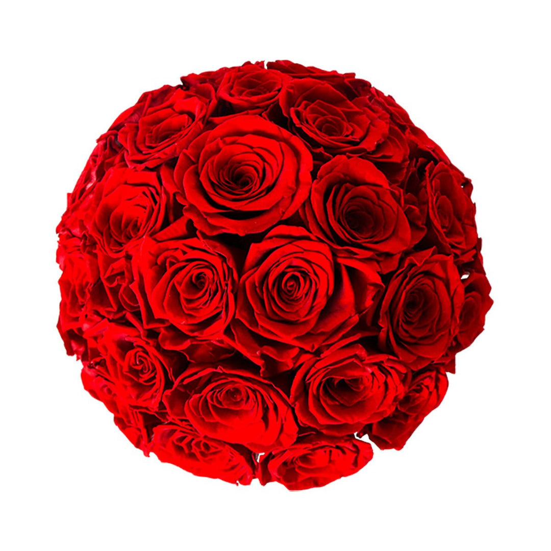 35 Red Roses - Dome Arrangement in a White Hat Box - Rose Forever