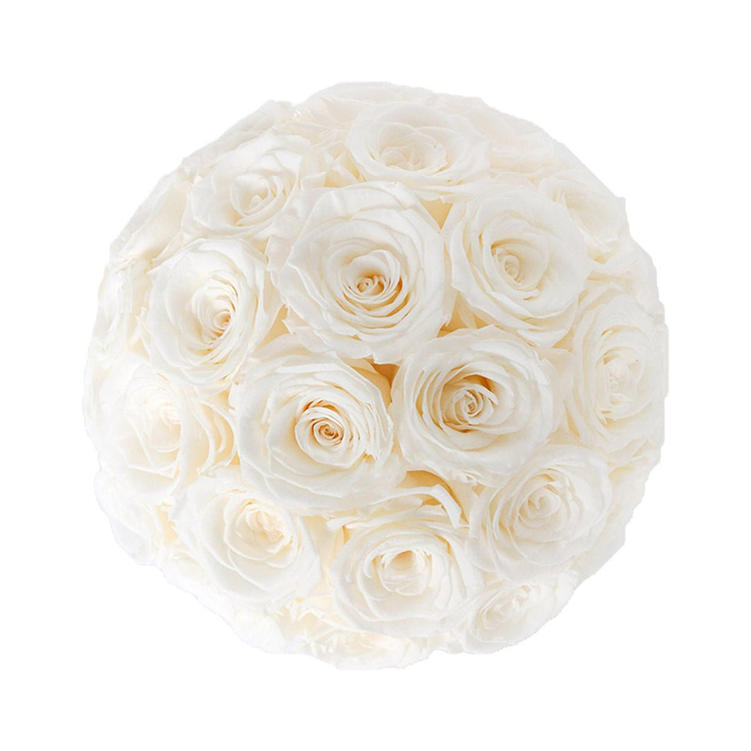35 White Roses - Dome Arrangement in a White Hat Box - Rose Forever