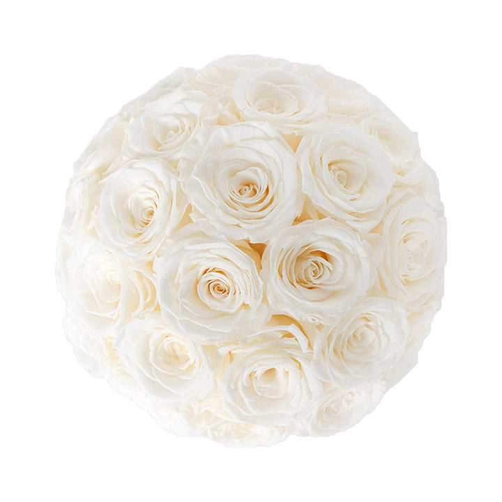 35 White Roses - Dome Arrangement in a White Hat Box - Rose Forever