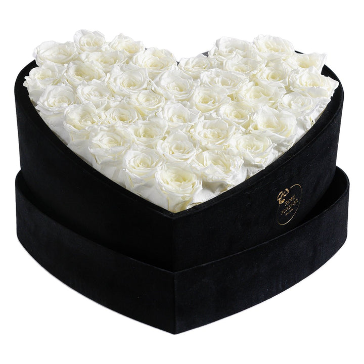 36 White Roses - Heart Box - Rose Forever