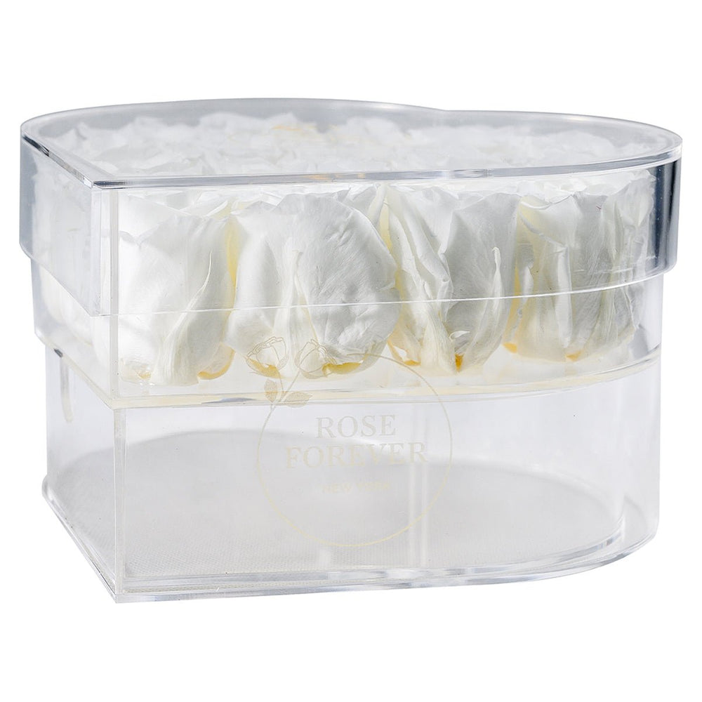 15 White Roses - Heart Crystal Box - Rose Forever