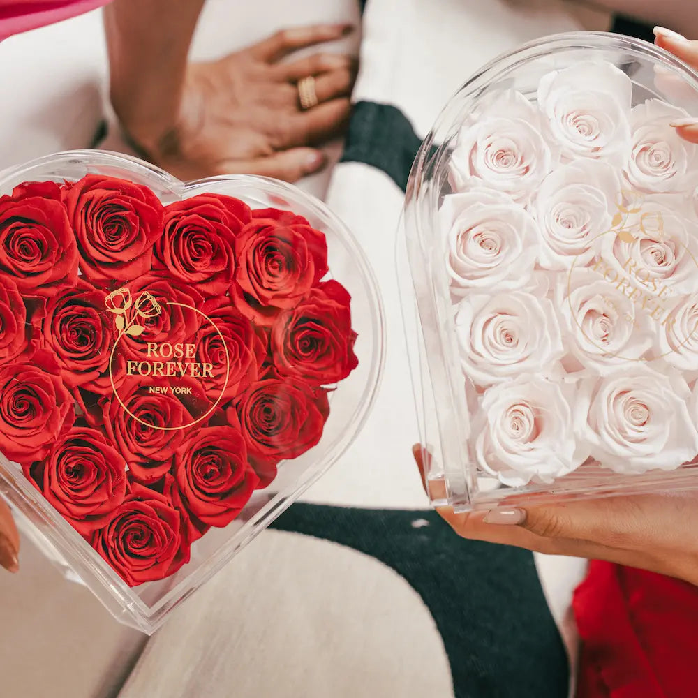 15 Ivory Roses - Crystal Heart Box