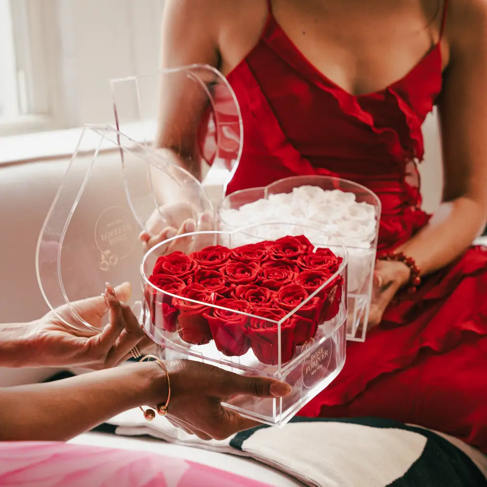 15 Red Roses - Crystal Heart Box
