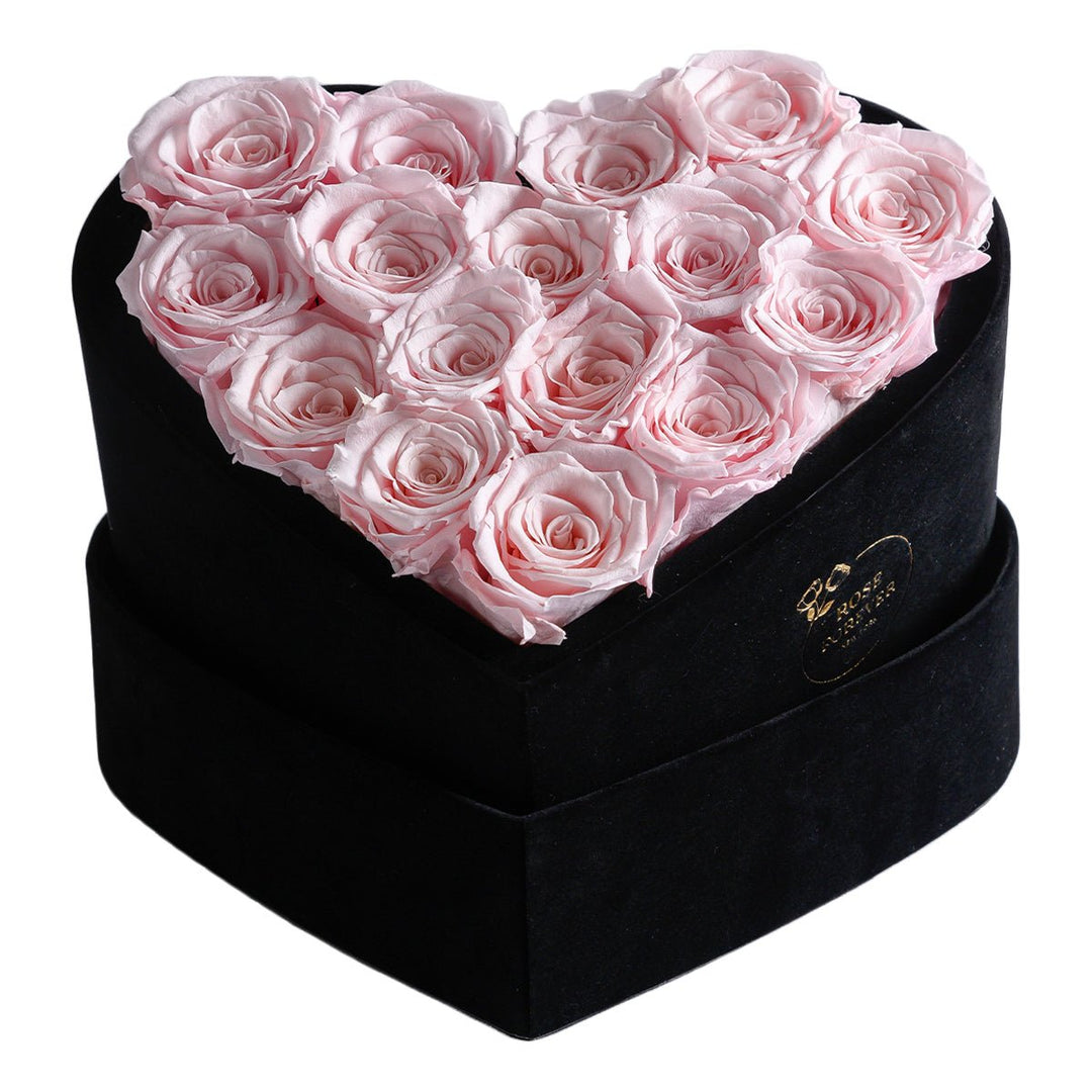 16 Light Pink Roses - Heart - Shaped Box - Rose Forever