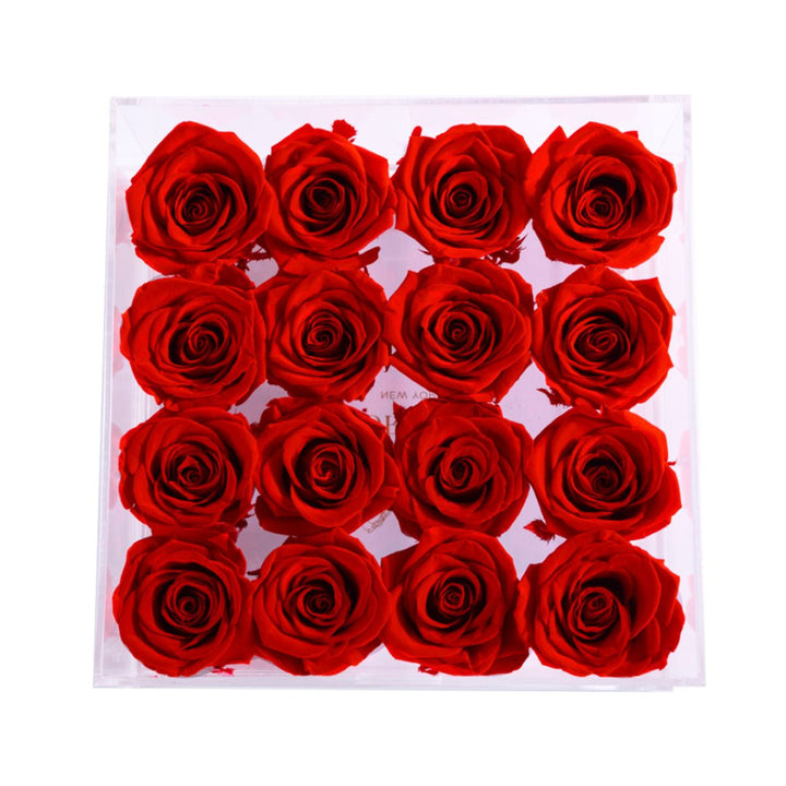 16 Red Roses - Crystal Box - Rose Forever