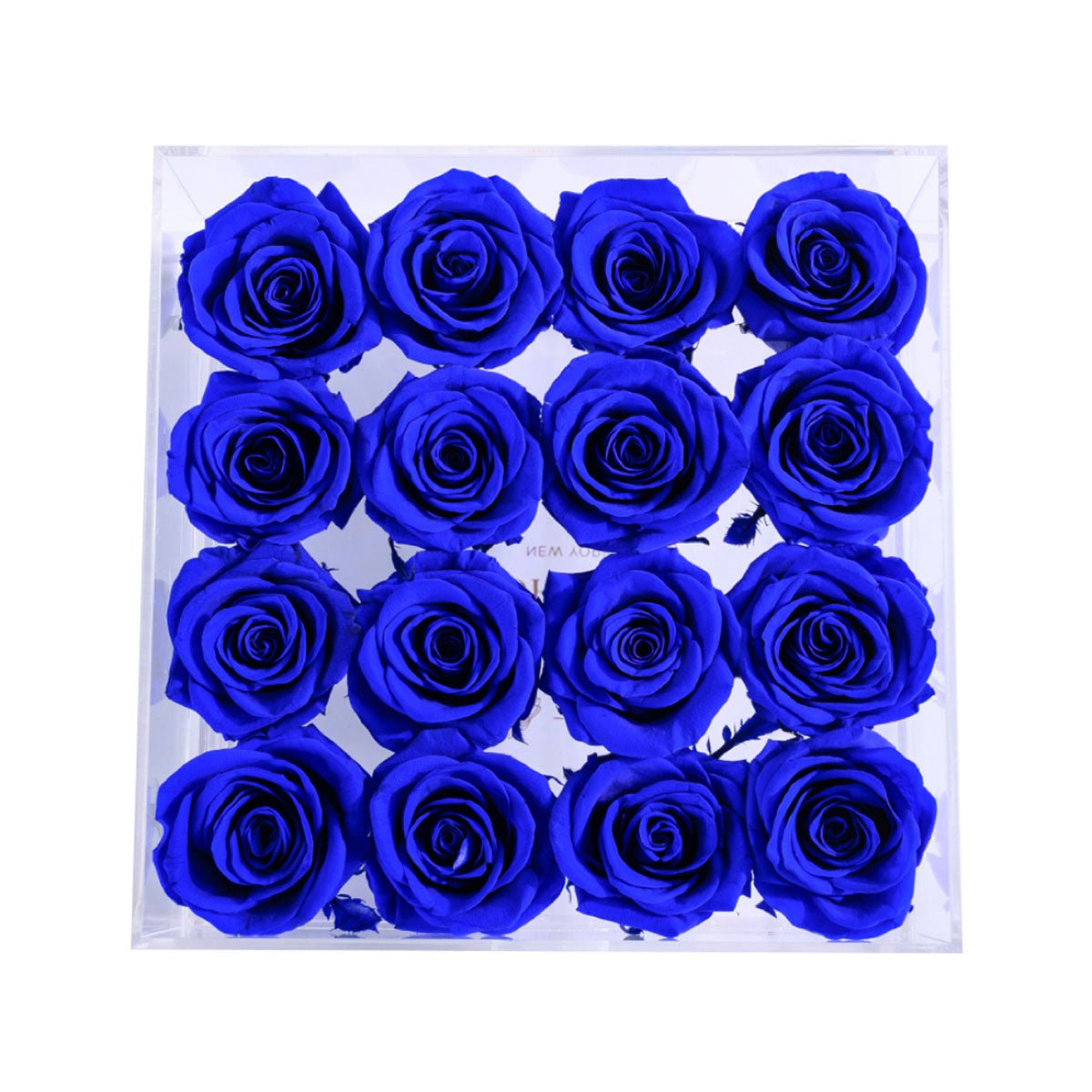 16 Royal Blue Roses in an Acrylic Box | Flower Delivery – Rose Forever