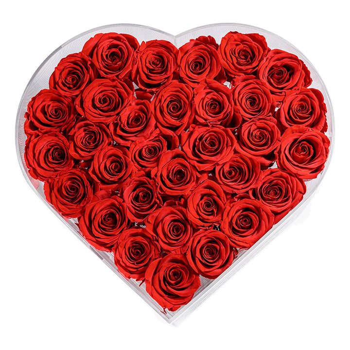 35 Red Roses - Crystal Heart Box - Rose Forever
