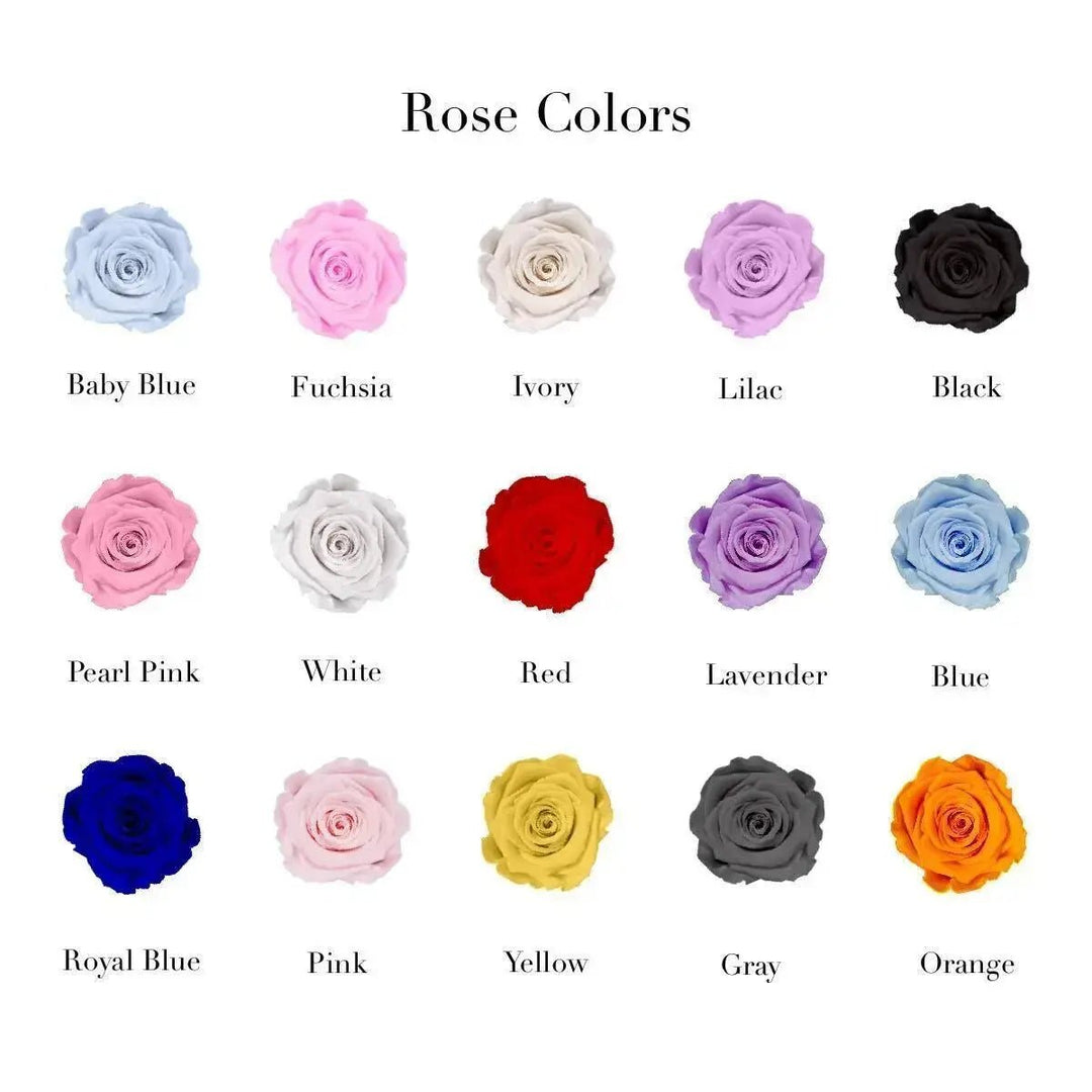 36 Fuchsia Roses - White Marble Square Box - Rose Forever