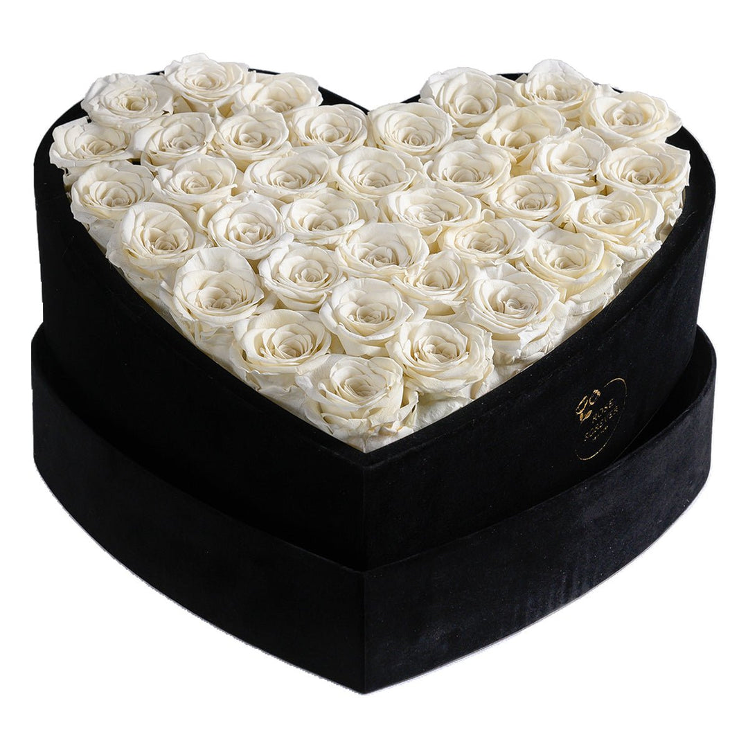 36 Ivory Roses - Heart Box - Rose Forever