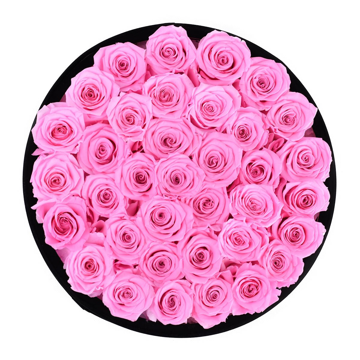 Round Shaped Roses 36 Pink Roses - Black Round Velvet Box | Flower Delivery – Rose Forever