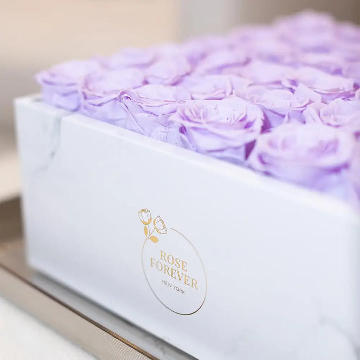 36 Lilac Roses - White Marble Square Box