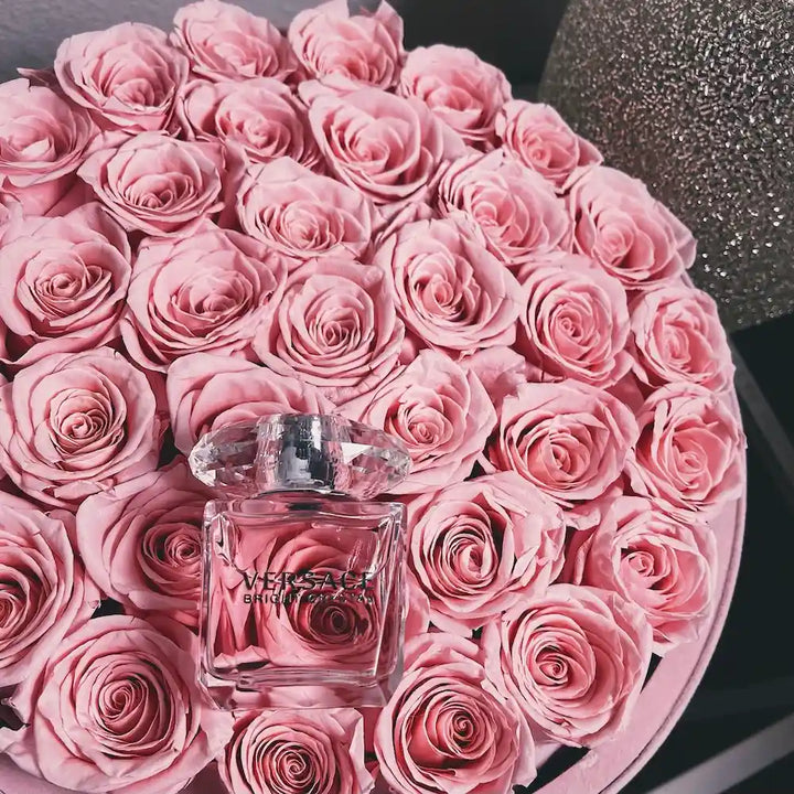 36 Pink Roses - Pink Round Suede Box