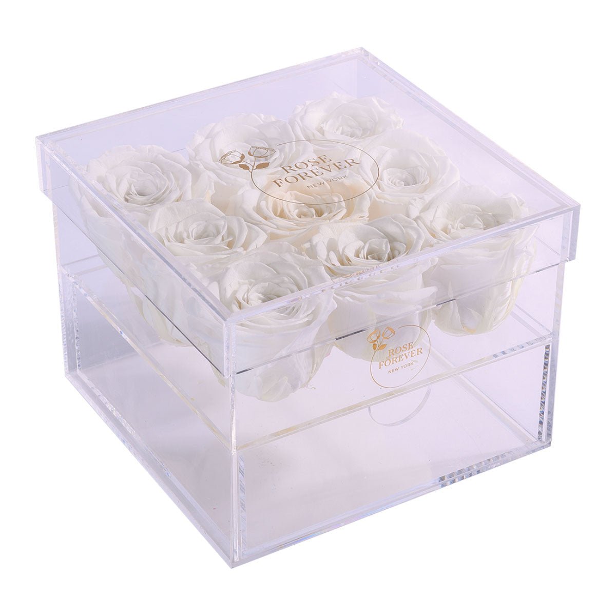 9 Ivory Roses - Square Acrylic Box | Flower Delivery – Rose Forever
