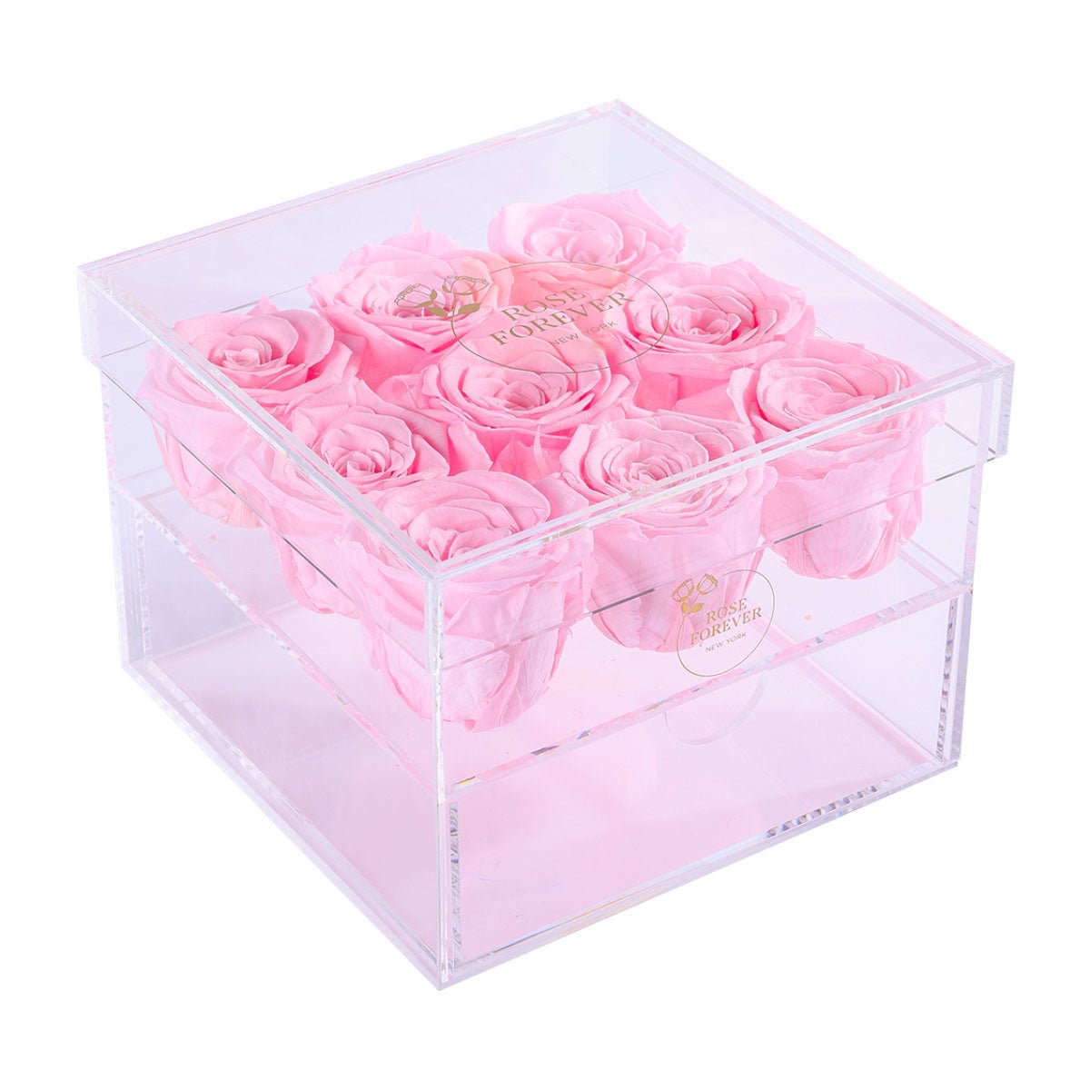 9 Light Pink Roses - Square Acrylic Box | Flower Delivery – Rose Forever