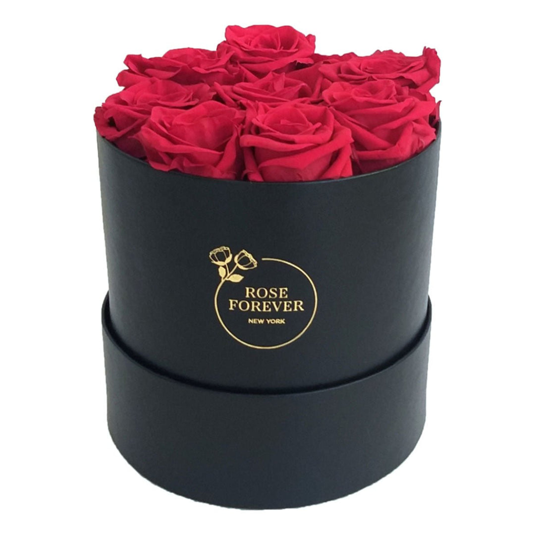 9 Red Roses from Ecuador - Round Box - Rose Forever