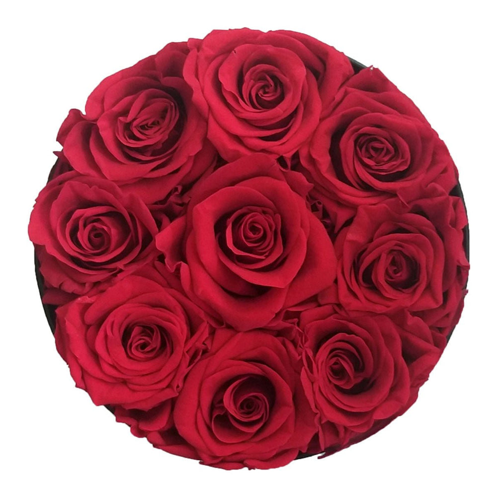 9 Red Roses from Ecuador - Round Box - Rose Forever
