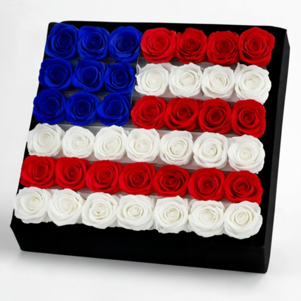 Limited edition: USA Flag Premium Roses - Rose Forever