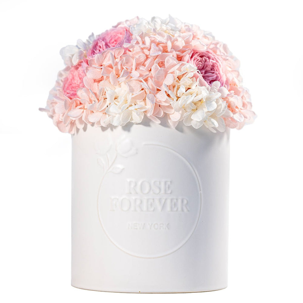 Hydrangea Bouquet - Ceramic Vase - Rose Forever