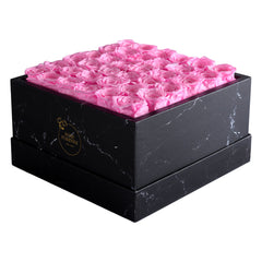 36 Fuchsia Roses - Black Marble Box